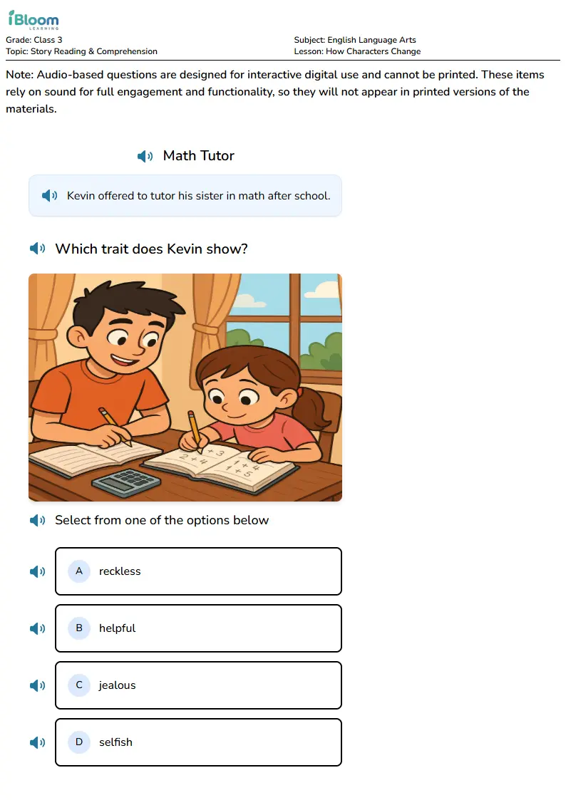 How Characters Change Lesson for Class 3