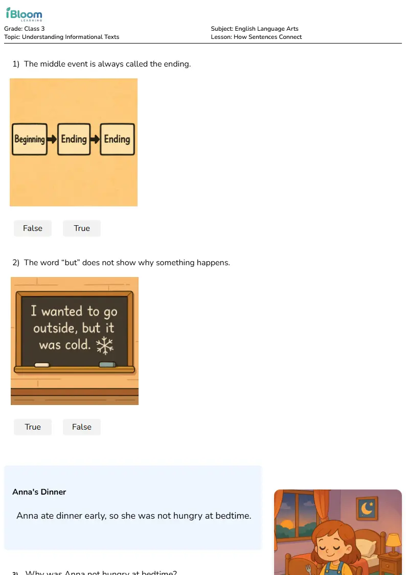 How Sentences Connect Lesson for Class 3