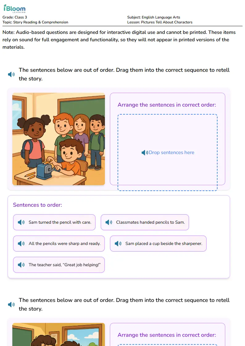 Pictures Tell About Characters Lesson for Class 3 | iBloom
