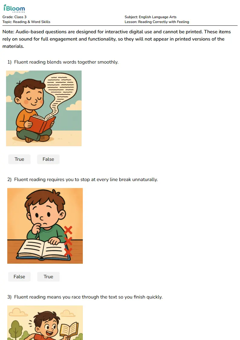 Reading Correctly with Feeling Lesson for Class 3 | iBloom