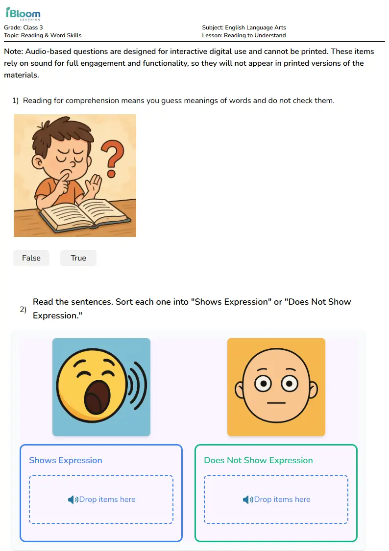 Reading to Understand Lesson for Class 3 | iBloom