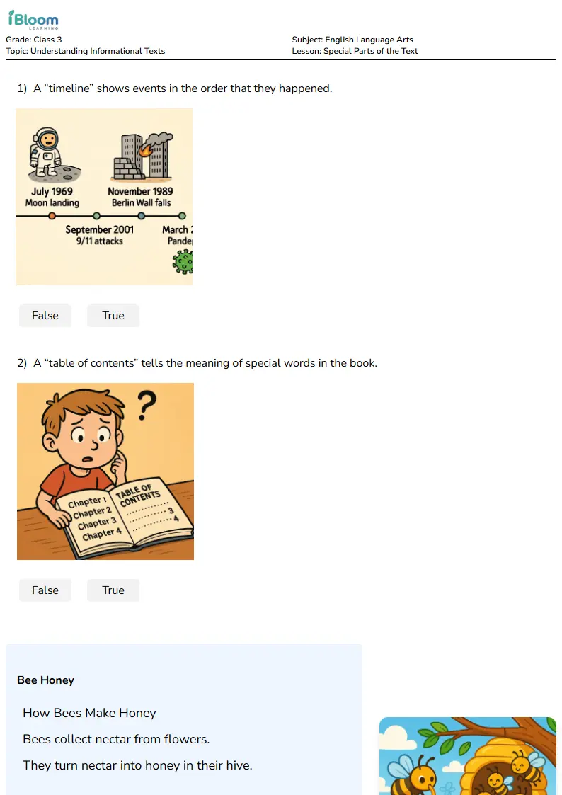 Special Parts of the Text Lesson for Class 3 | iBloom