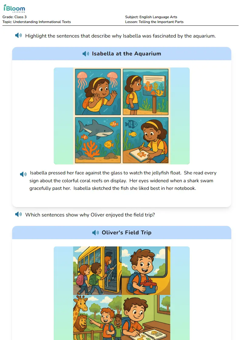 Telling the Important Parts Lesson for Class 3 | iBloom