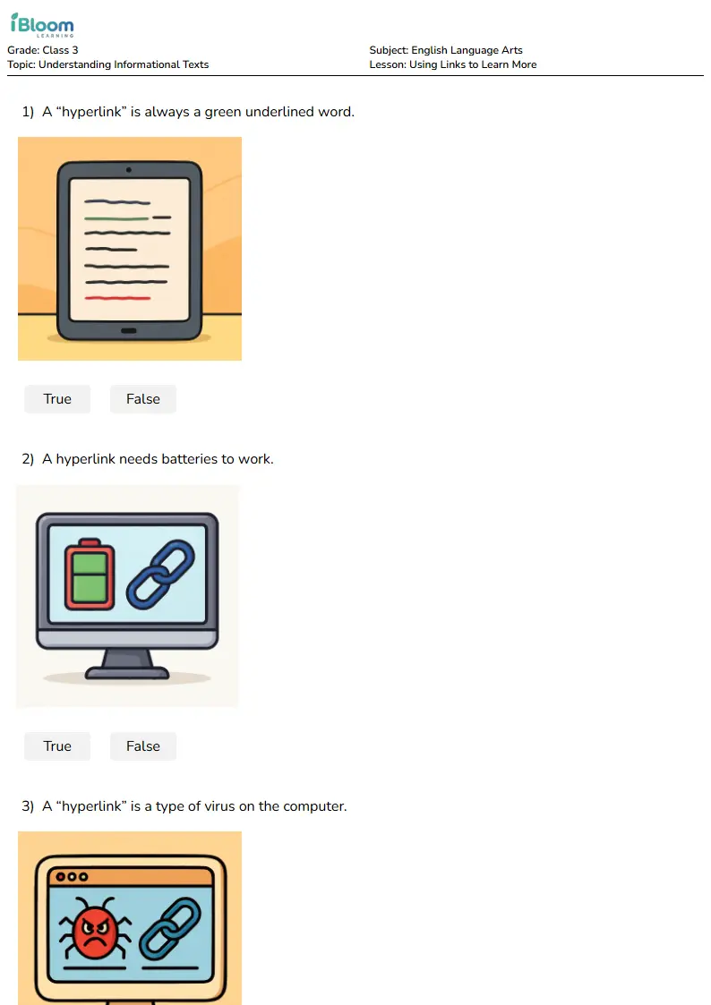 Using Links to Learn More Lesson for Class 3 | iBloom