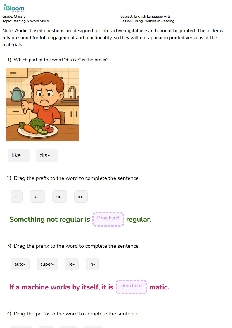 Using Prefixes in Reading Lesson for Class 3 | iBloom