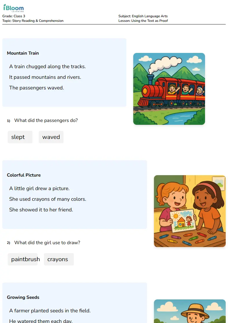 Using the Text as Proof Lesson for Class 3 | iBloom