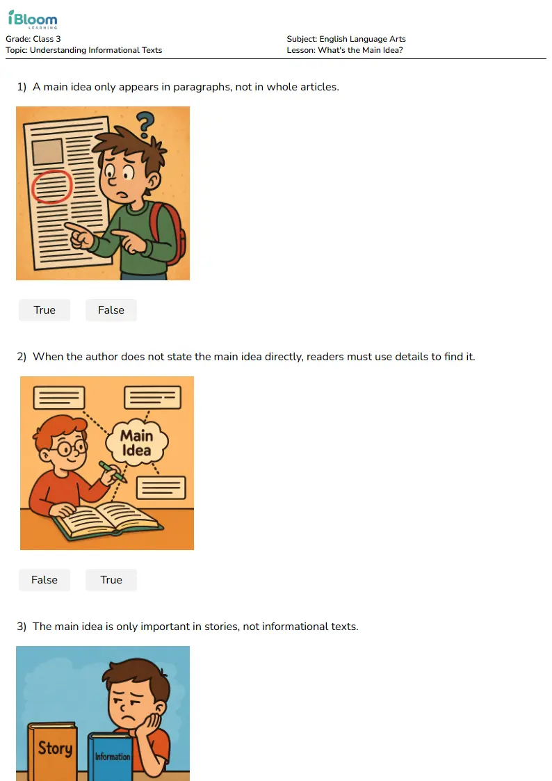 What's the Main Idea? Lesson for Class 3 | iBloom