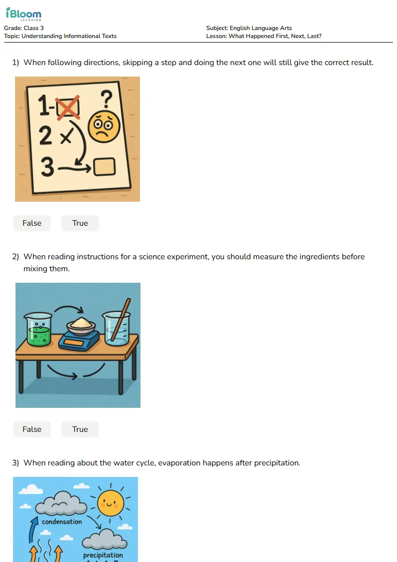 What Happened First, Next, Last? Lesson for Class 3 | iBloom
