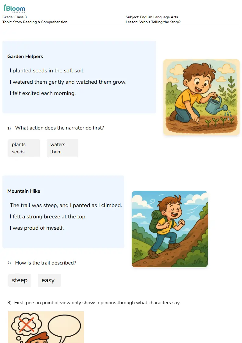 Who's Telling the Story? Lesson for Class 3 | iBloom