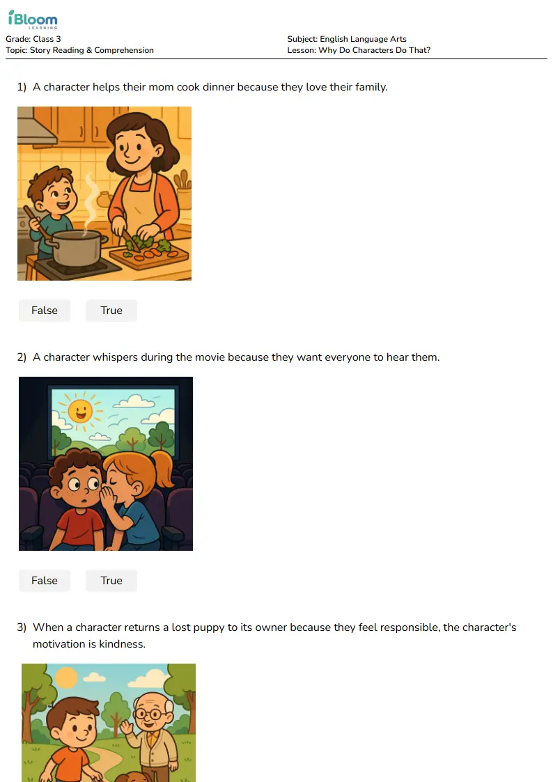 Why Do Characters Do That? Lesson for Class 3 | iBloom