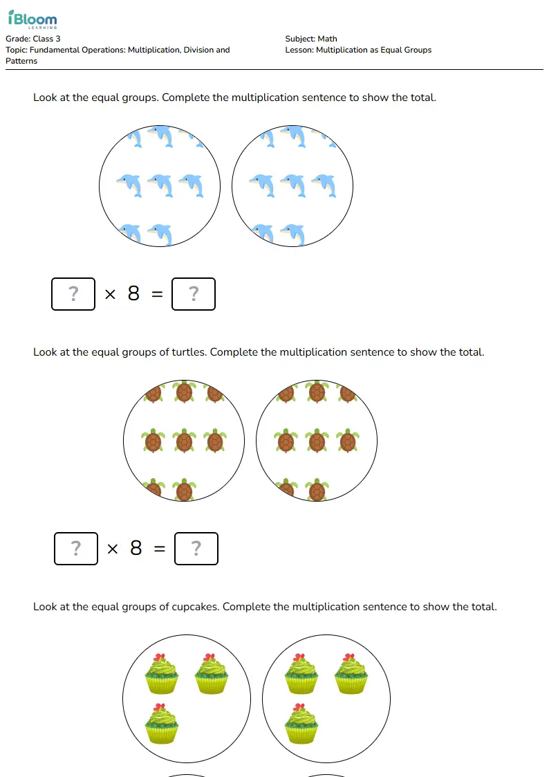 Multiplication as Equal Groups Lesson for Class 3