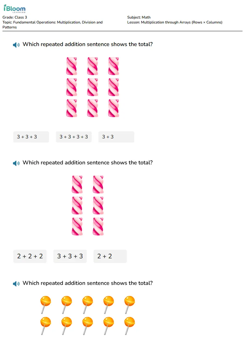 Multiplication through Arrays (Rows × Columns) Lesson for Class 3