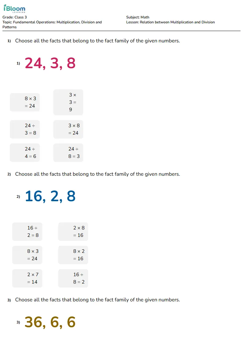 Relation between Multiplication and Division Lesson for Class 3 | iBloom