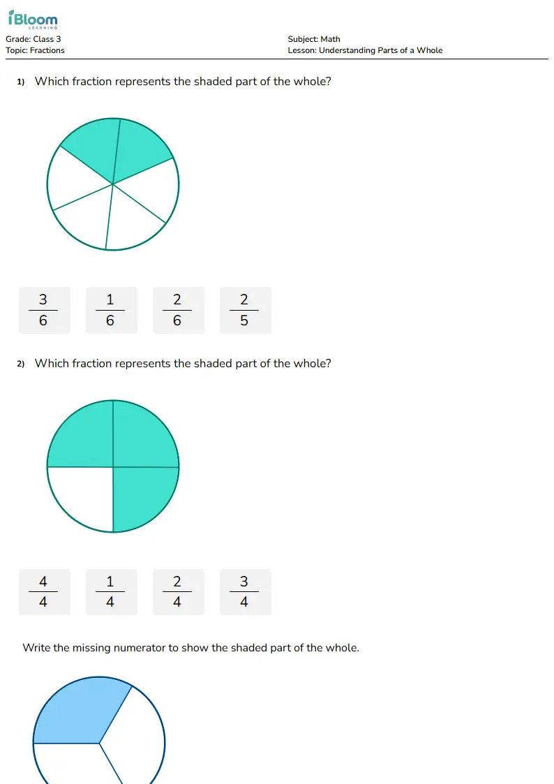 Understanding Parts of a Whole Lesson for Class 3 | iBloom