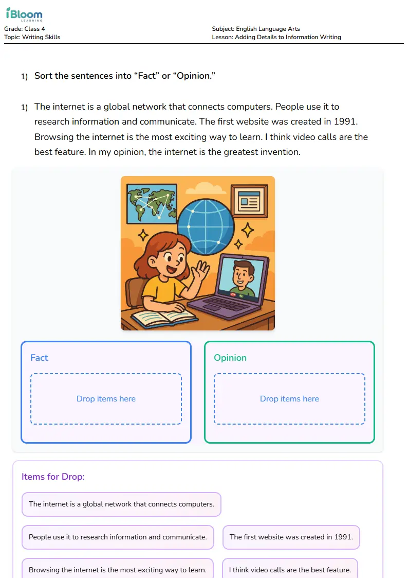 Adding Details to Information Writing Lesson for Class 4