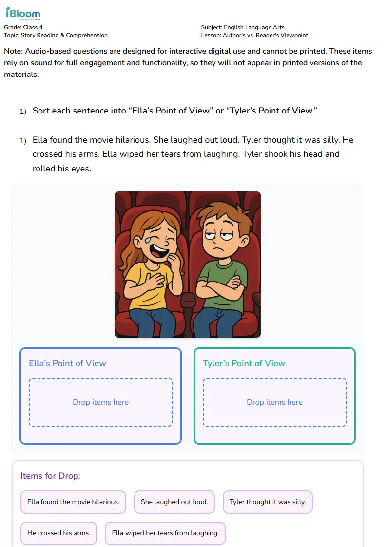 Author's vs. Reader's Viewpoint Lesson for Class 4