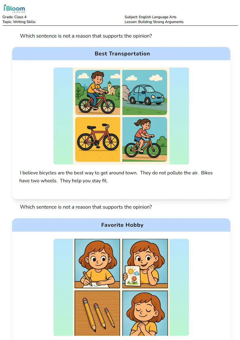 Building Strong Arguments Lesson for Class 4