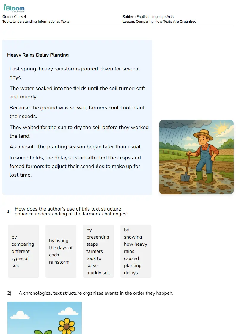 Comparing How Texts Are Organized Lesson for Class 4