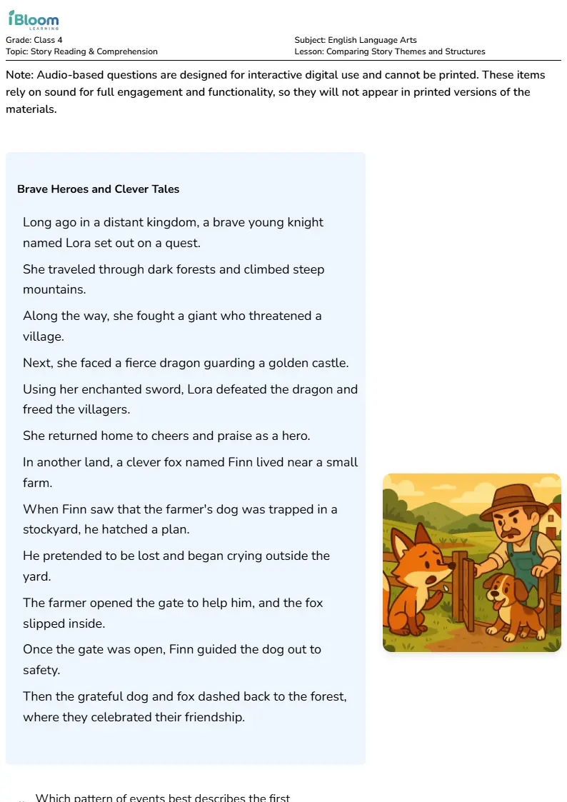 Comparing Story Themes and Structures Lesson for Class 4