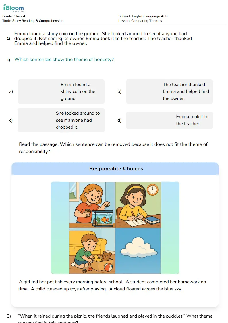 Comparing Themes Lesson for Class 4