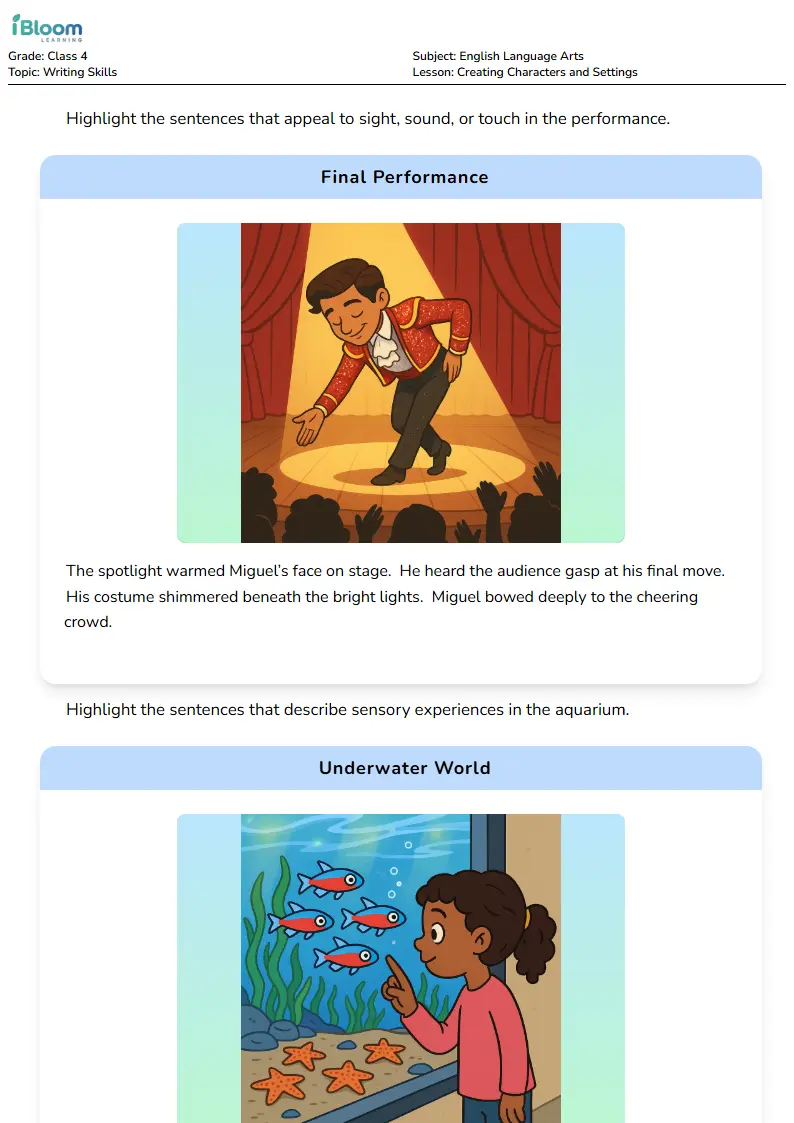 Creating Characters and Settings Lesson for Class 4