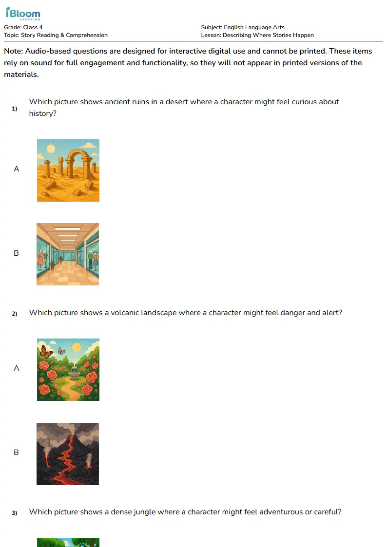 Describing Where Stories Happen Lesson for Class 4