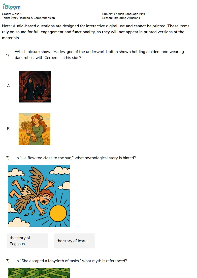 Exploring Allusions Lesson for Class 4