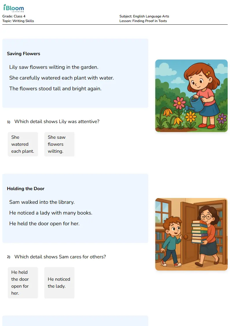 Finding Proof in Texts Lesson for Class 4