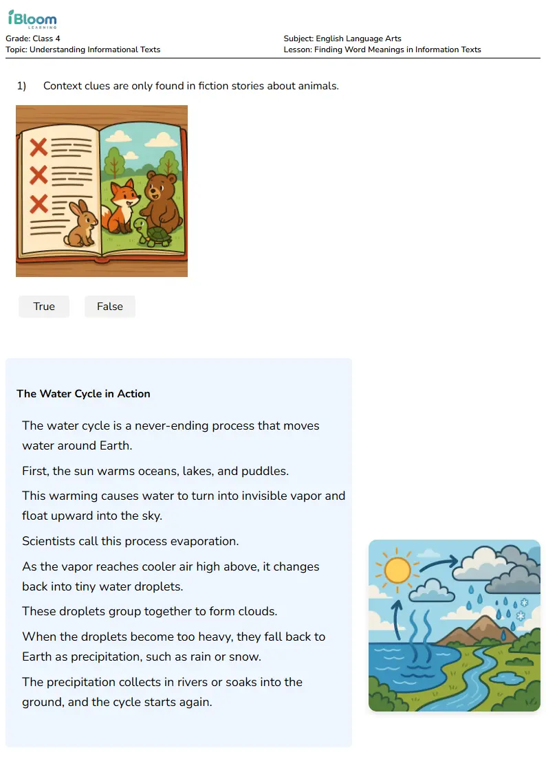 Finding Word Meanings in Information Texts Lesson for Class 4