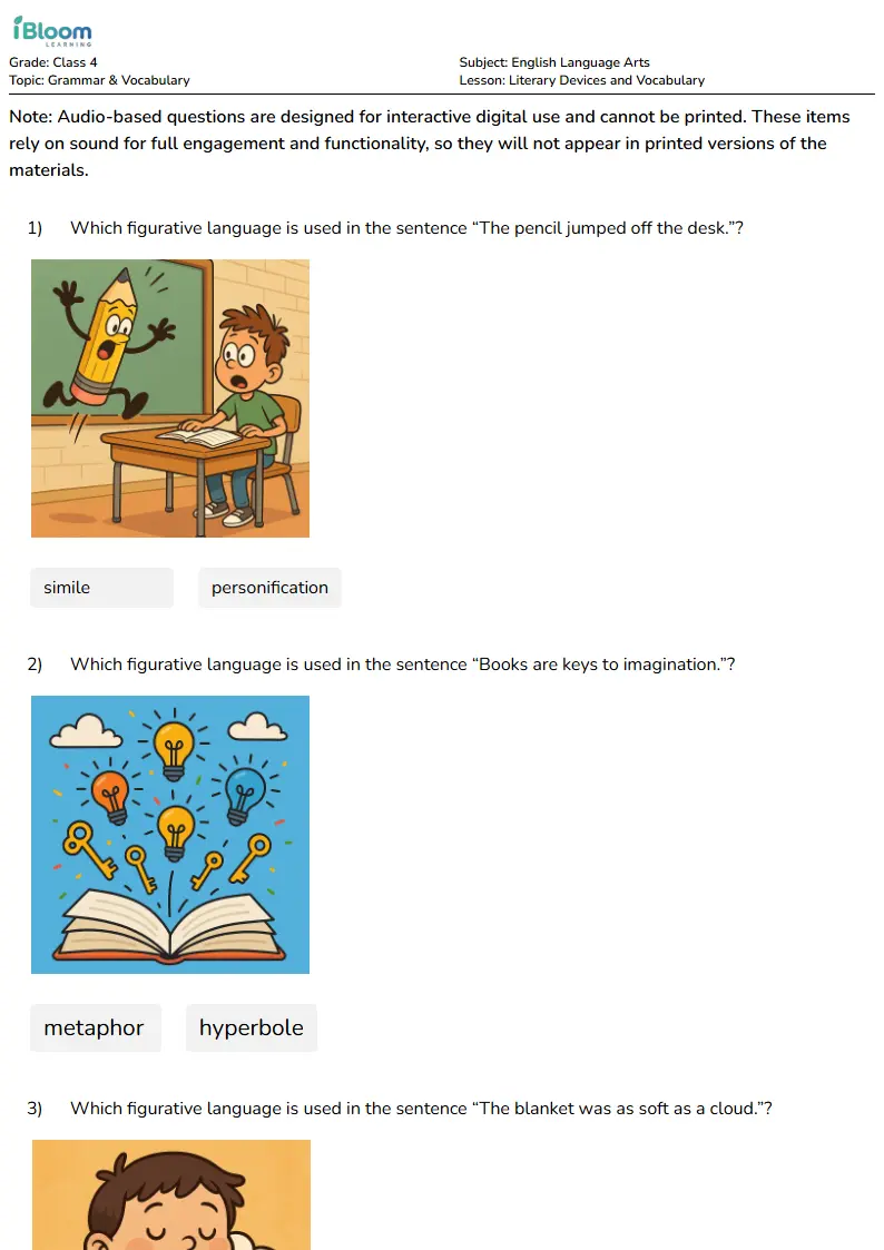 Literary Devices and Vocabulary Lesson for Class 4 | iBloom