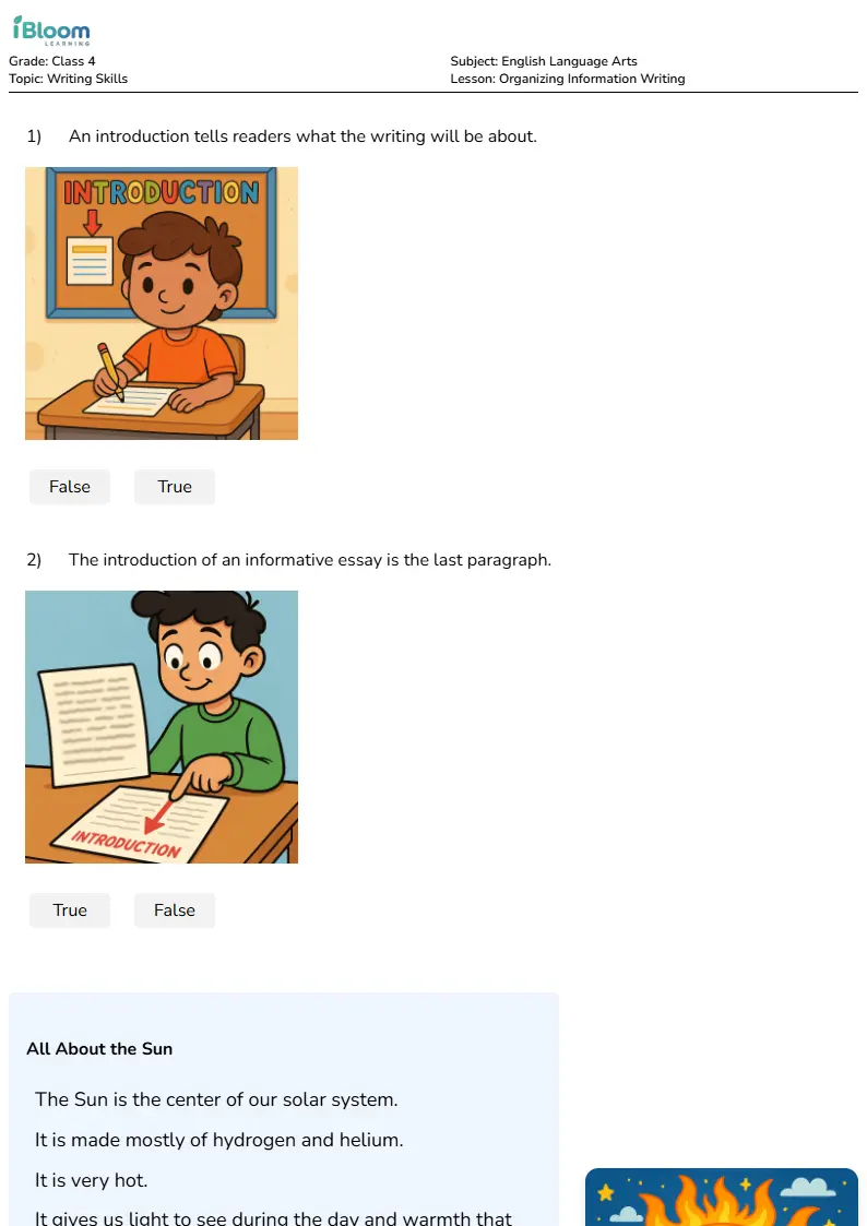 Organizing Information Writing Lesson for Class 4 | iBloom