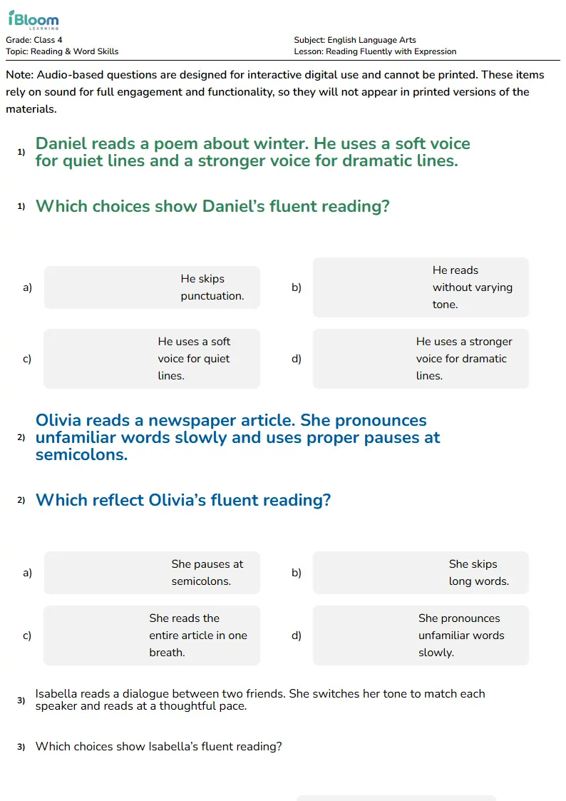Reading Fluently with Expression Lesson for Class 4 | iBloom