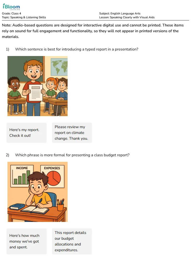 Speaking Clearly with Visual Aids Lesson for Class 4 | iBloom