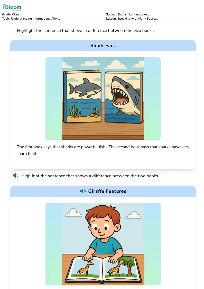 Speaking with Many Sources Lesson for Class 4 | iBloom