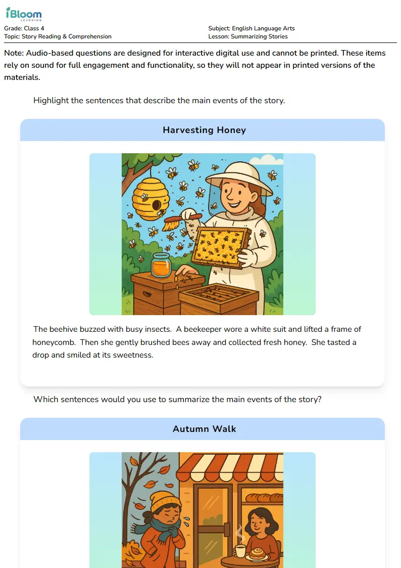 Summarizing Stories Lesson for Class 4 | iBloom