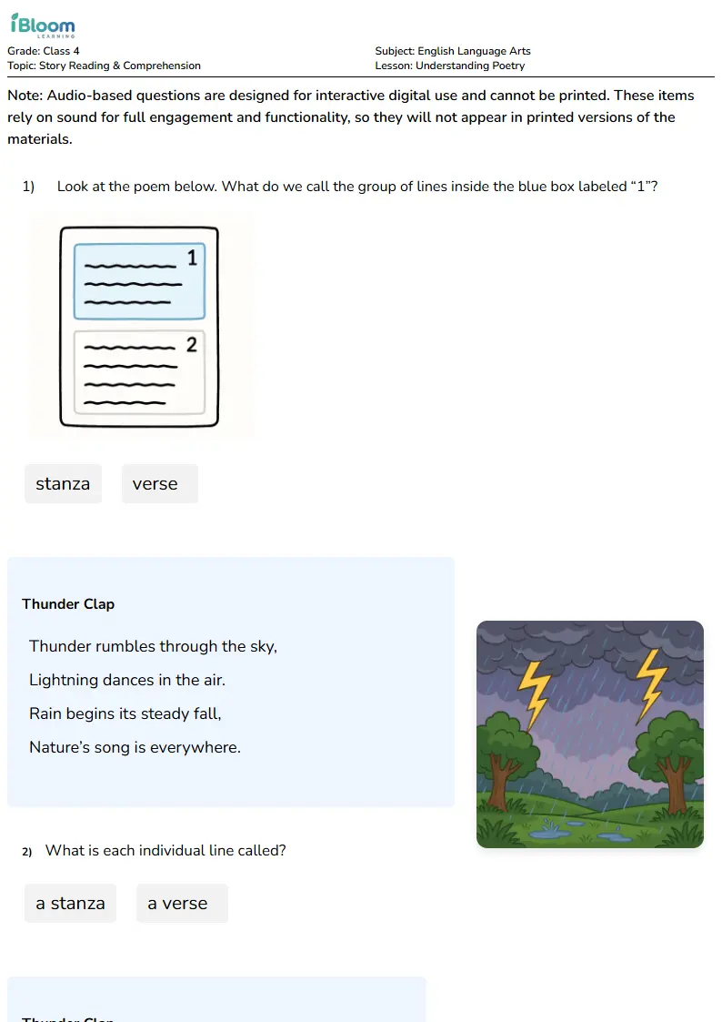 Understanding Poetry Lesson for Class 4 | iBloom