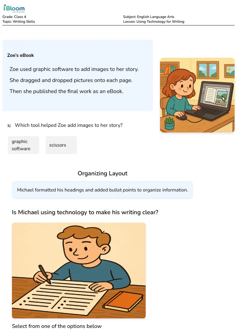 Using Technology for Writing Lesson for Class 4 | iBloom