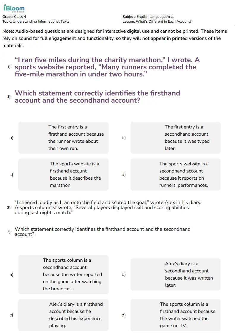 What's Different in Each Account? Lesson for Class 4 | iBloom