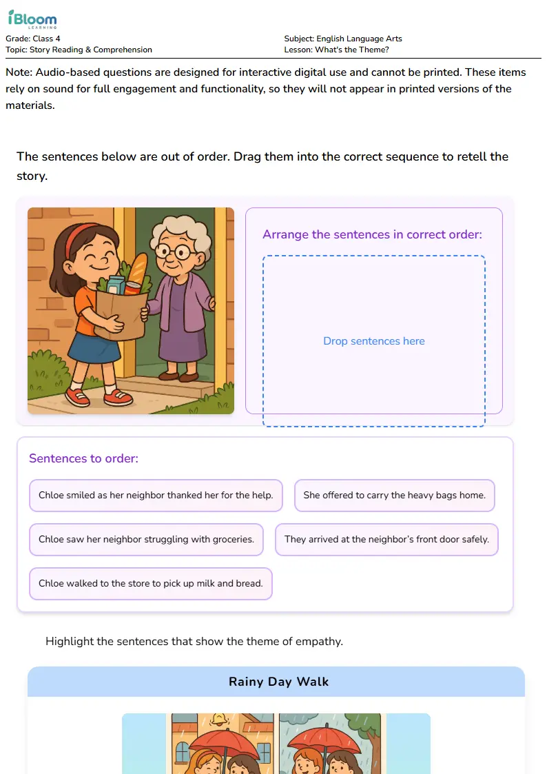 What's the Theme? Lesson for Class 4 | iBloom