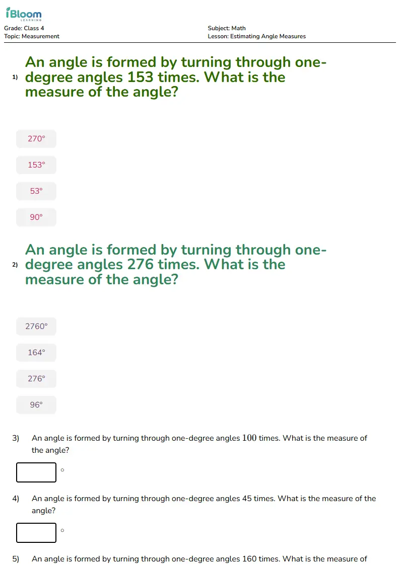 Estimating Angle Measures Lesson for Class 4 | iBloom