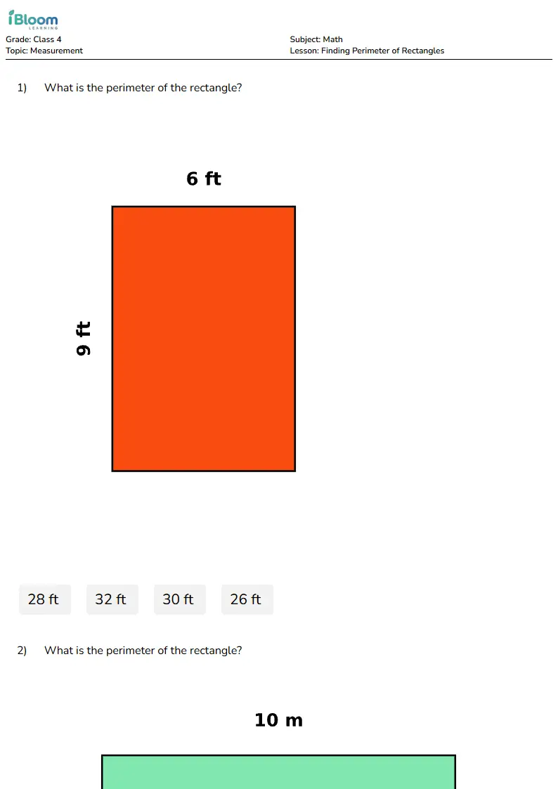 Finding Perimeter of Rectangles Lesson for Class 4 | iBloom