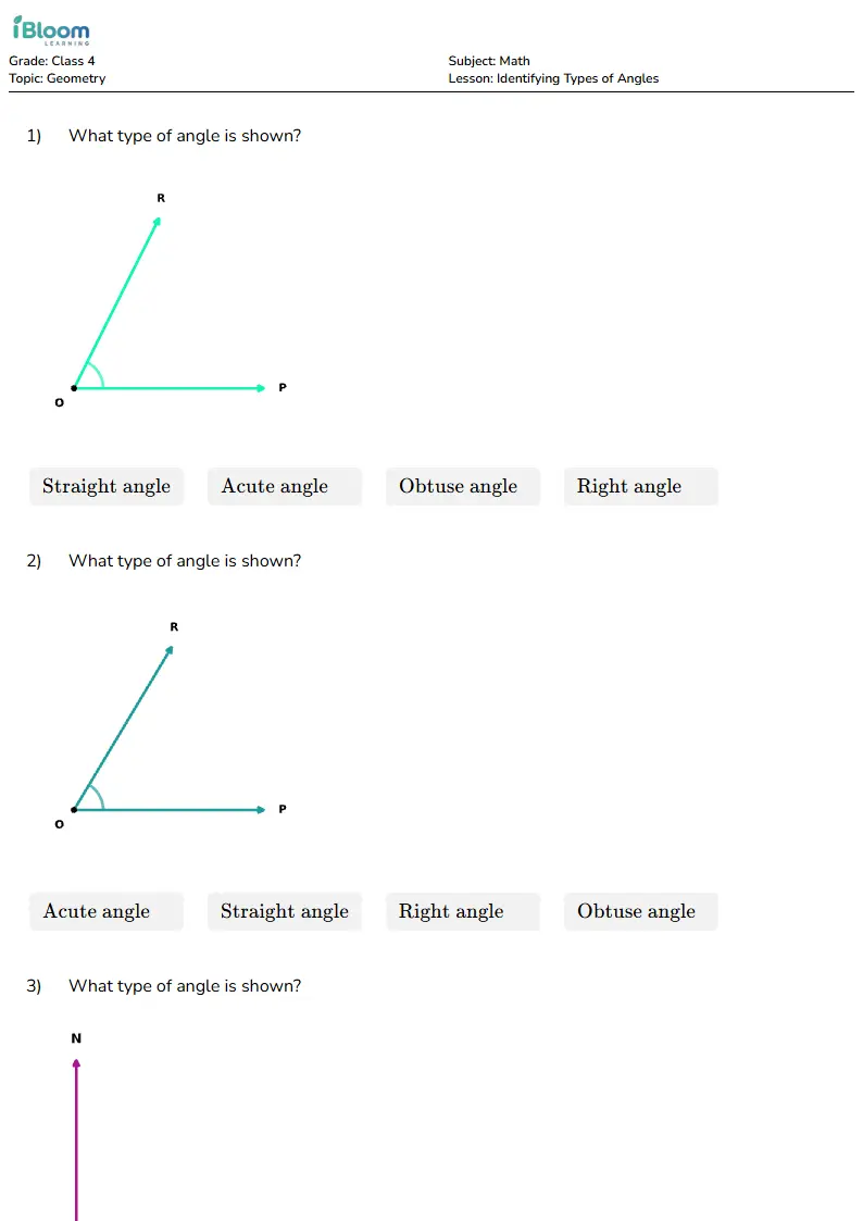 Identifying Types of Angles Lesson for Class 4 | iBloom