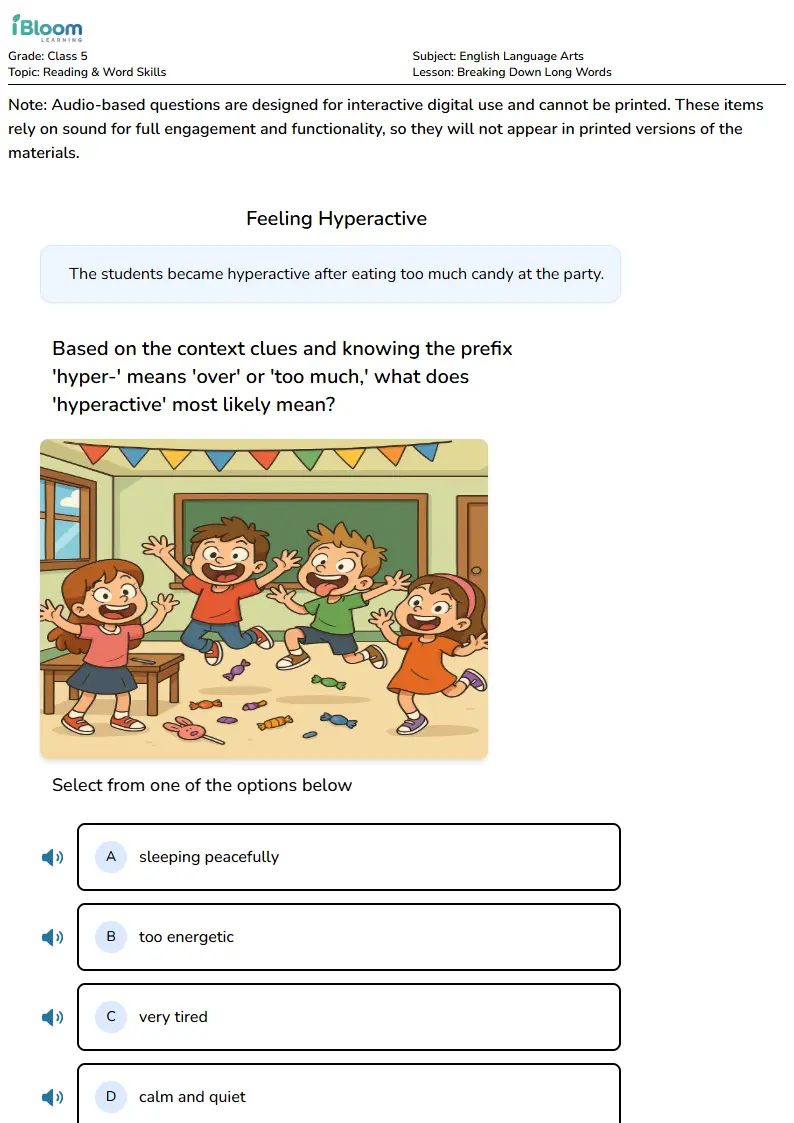 Breaking Down Long Words Lesson for Class 5