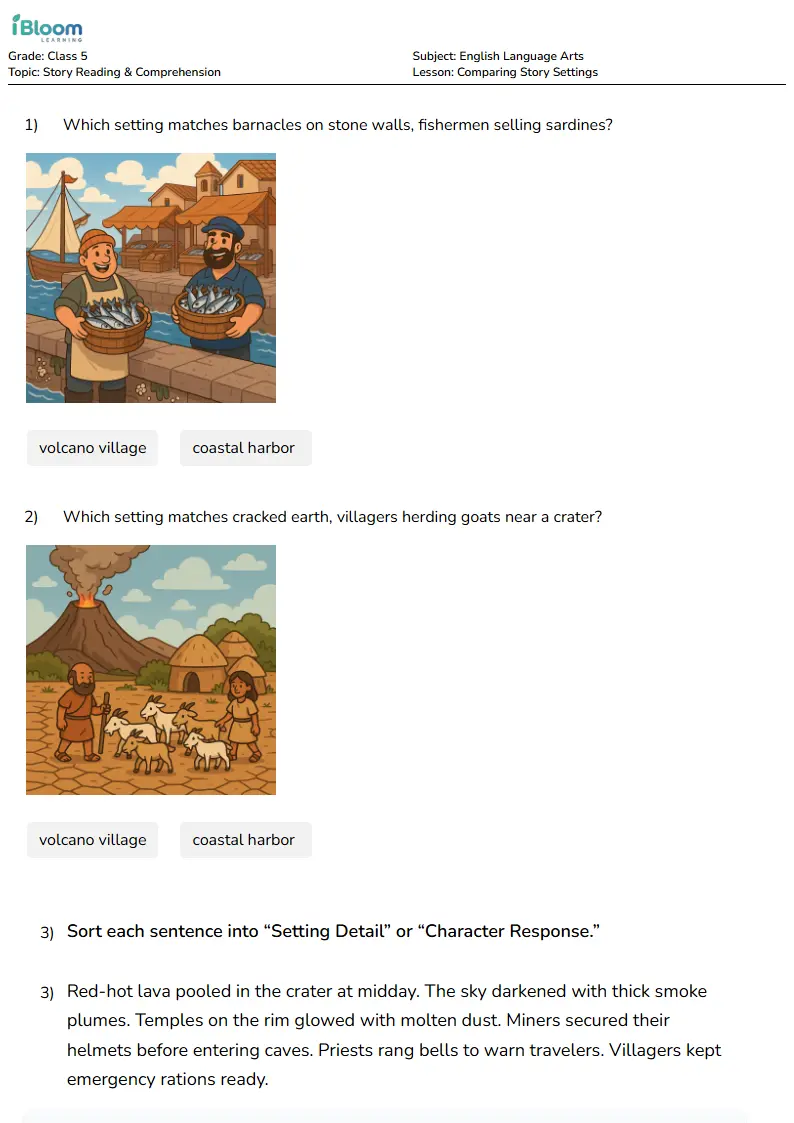 Comparing Story Settings Lesson for Class 5
