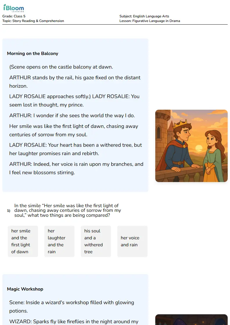 Figurative Language in Drama Lesson for Class 5