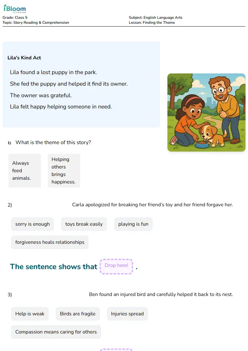 Finding the Theme Lesson for Class 5