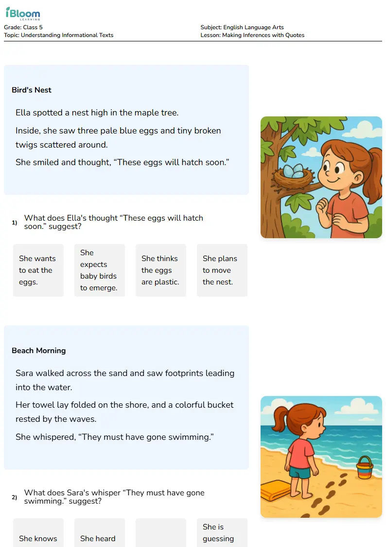 Making Inferences with Quotes Lesson for Class 5 | iBloom