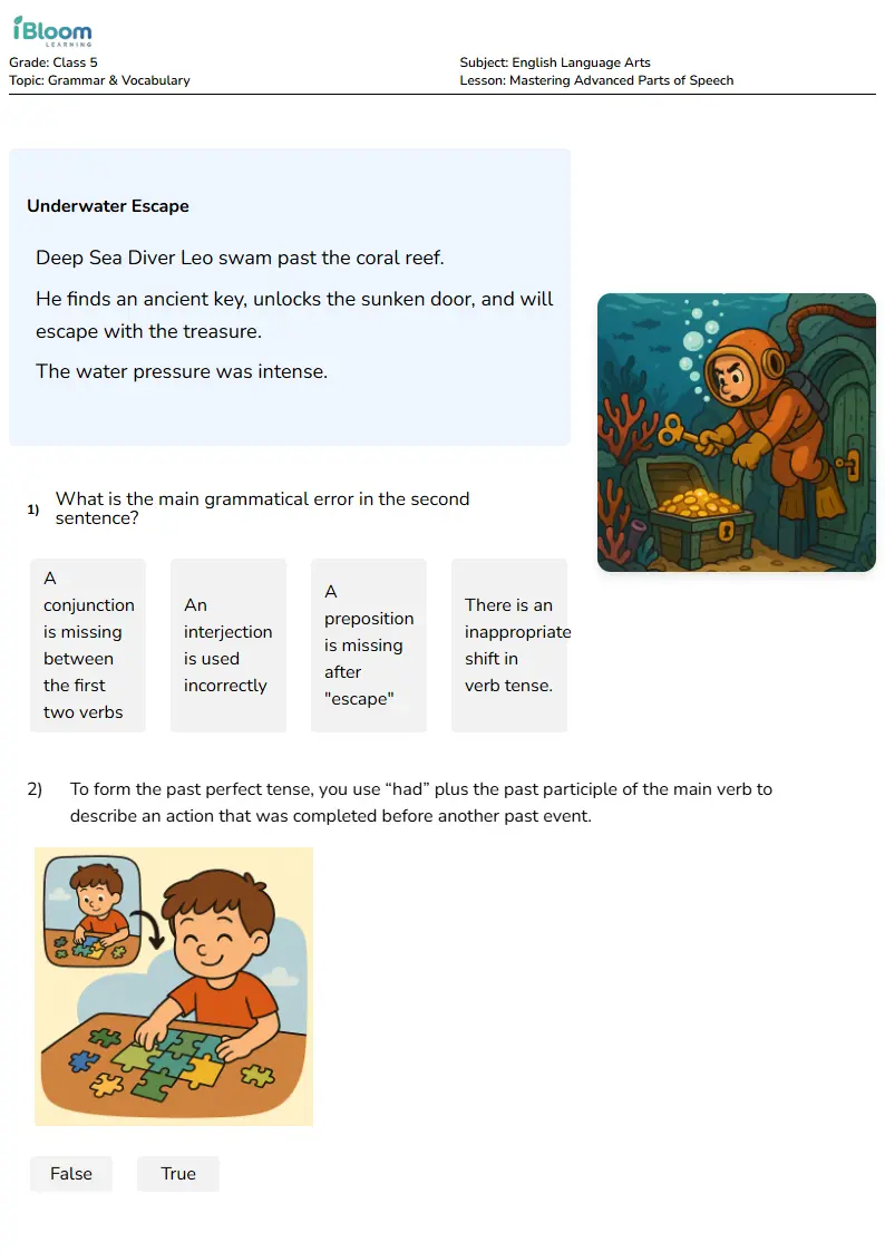 Mastering Advanced Parts of Speech Lesson for Class 5 | iBloom