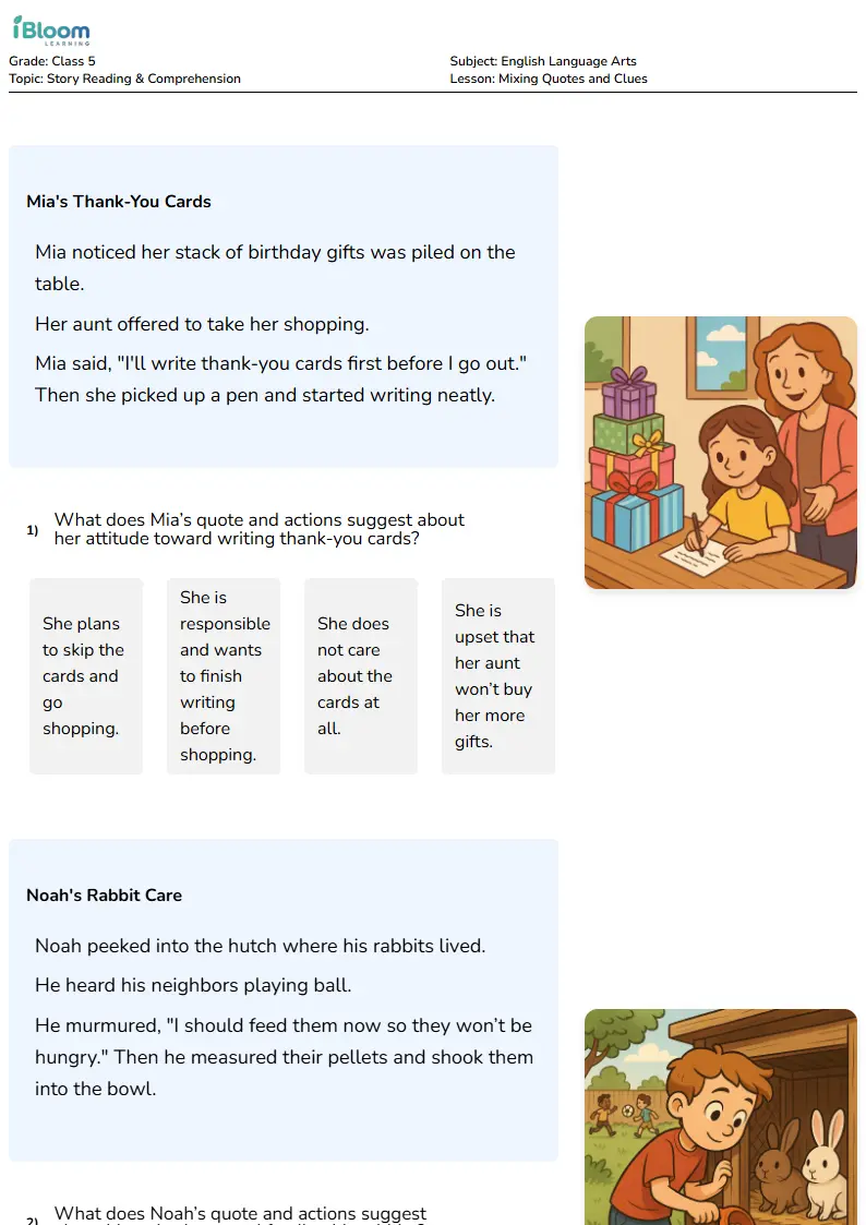 Mixing Quotes and Clues Lesson for Class 5 | iBloom