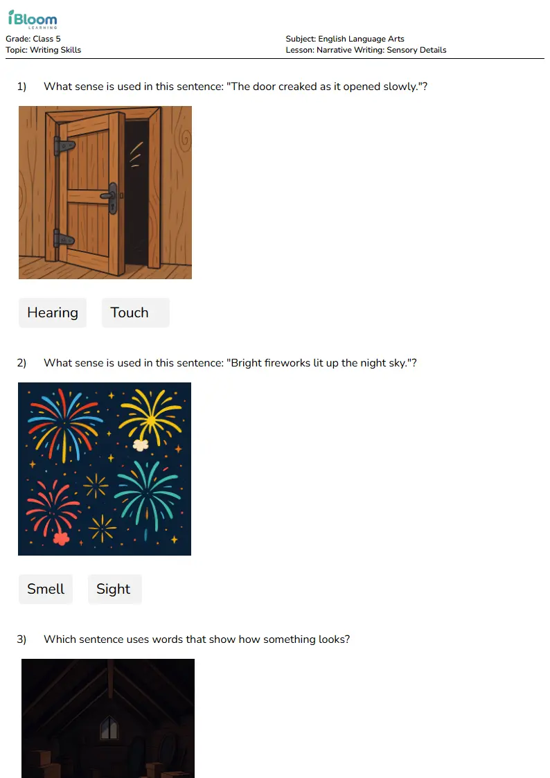 Narrative Writing: Sensory Details Lesson for Class 5 | iBloom
